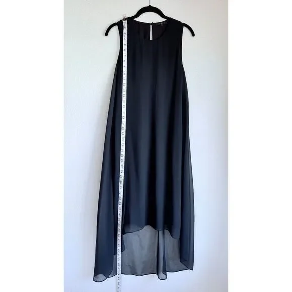 NWOT SAMPLE Kobi Halperin Pixie High-Low Semi-Sheer Georgette Dress in Navy Sz S